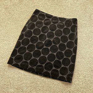 Boden Polka Dot Embroidered Laser Cut Skirt in Black Velvet US 10R  - B553